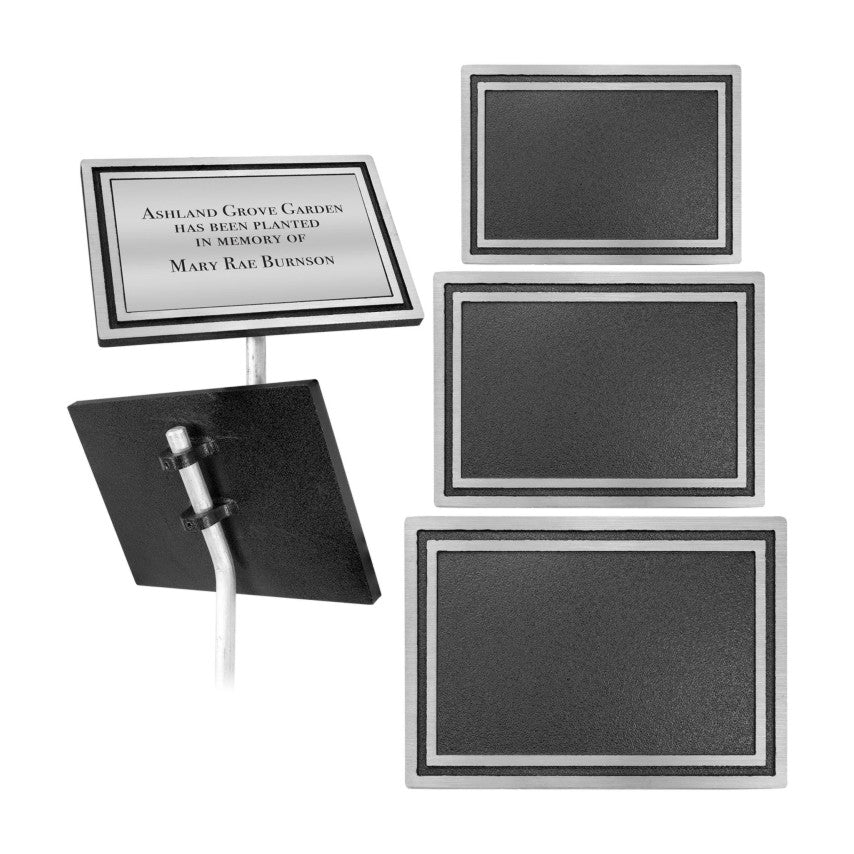 SILVER RECTANGLE MEMORIAL SIGN W/ROD | Lazer Ladies