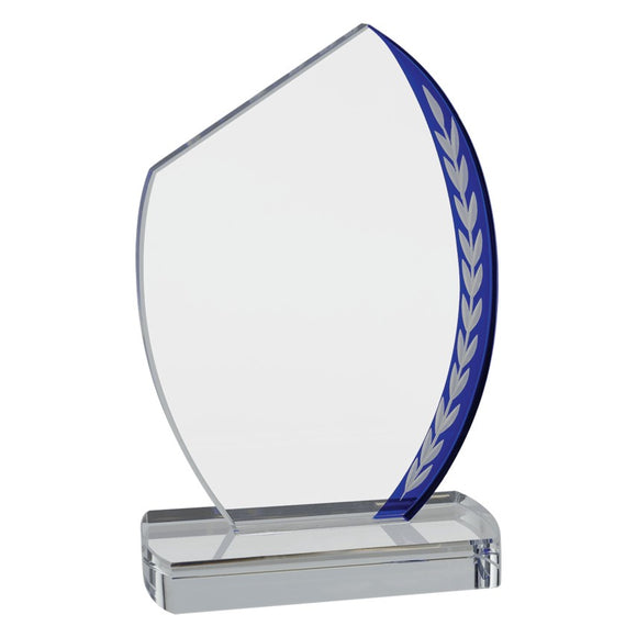 BLUE SLANT OVAL EDGE GLASS