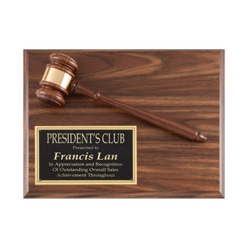 WALNUT GAVEL PLAQUE