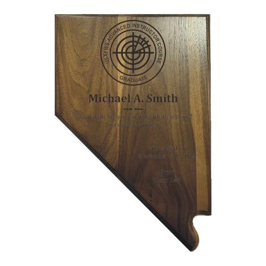 NEVADA  WALNUT WOOD PLAQUE