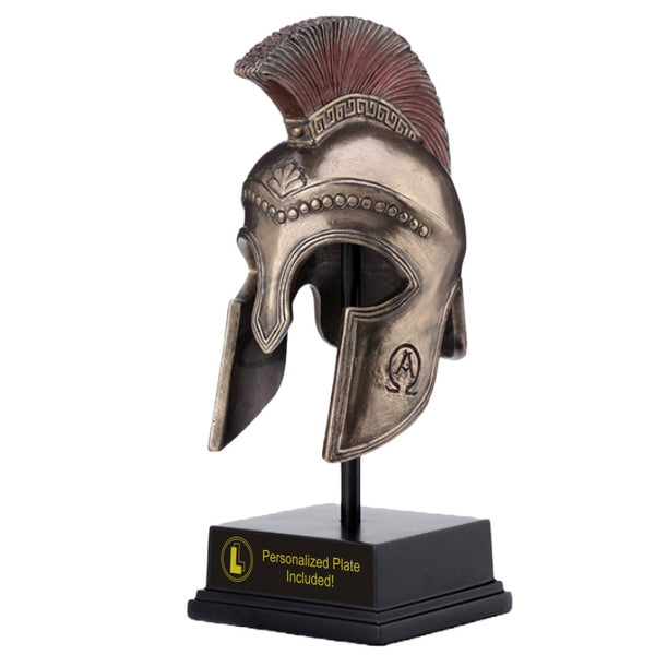 GREEK HOPLITE HELMET ON STAND